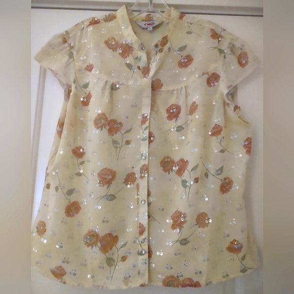 Roper Tops - SALE ROPER Cowgirl Yellow Floral Sequin Pearl Snap Top SZ XL Perfect Cond